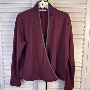 Woolrich Womens medium merino wool blend Burgundy Wrap Jacket Layering Piece
